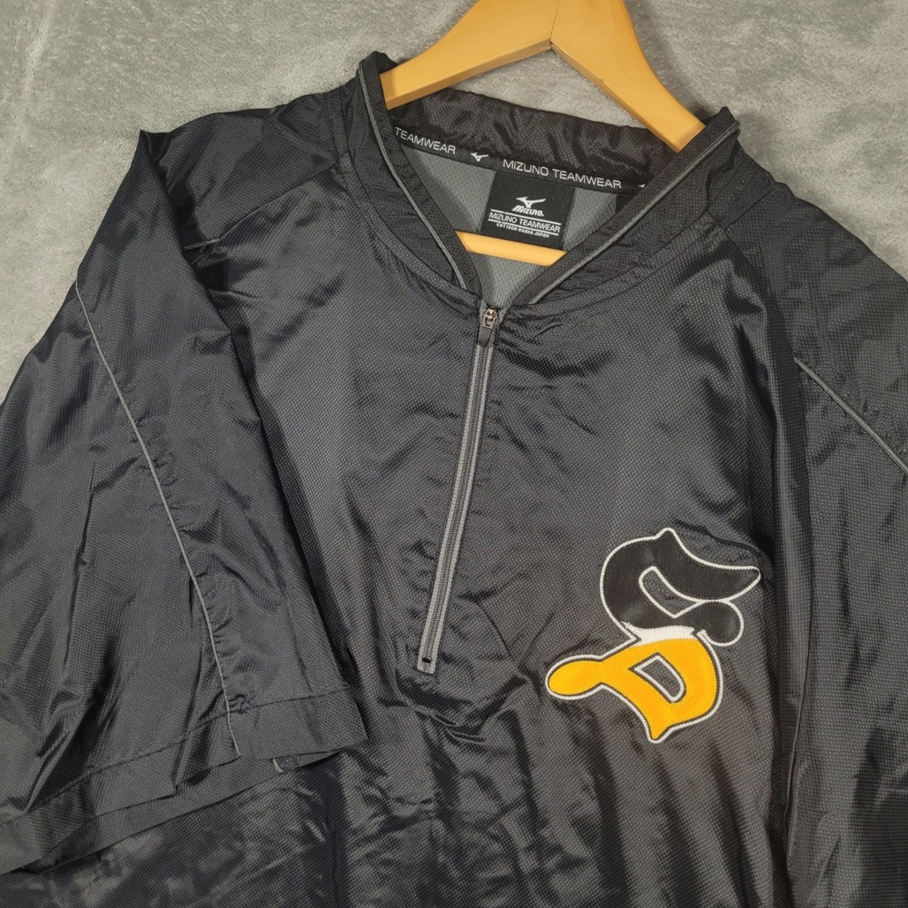 Saginaw Golds Mizuno Windbreaker Mens XXL Black Short Sleeve 1/4 Zip Pullover